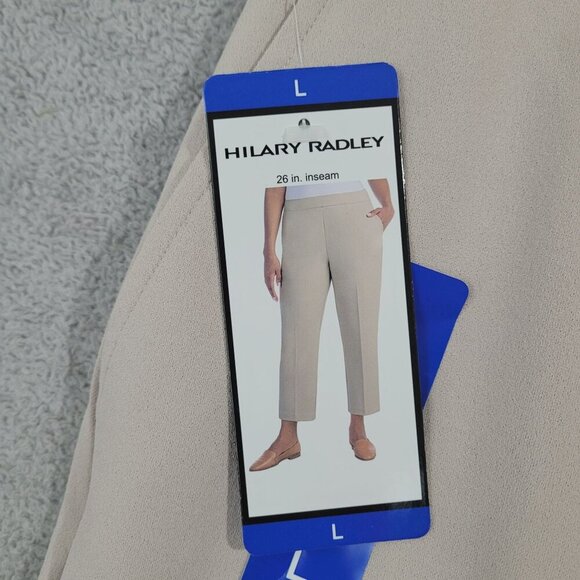 NEW Hilary Radley Womens Beige Cropped Pants L 26.5" Inseam// 24PT - Picture 5 of 7